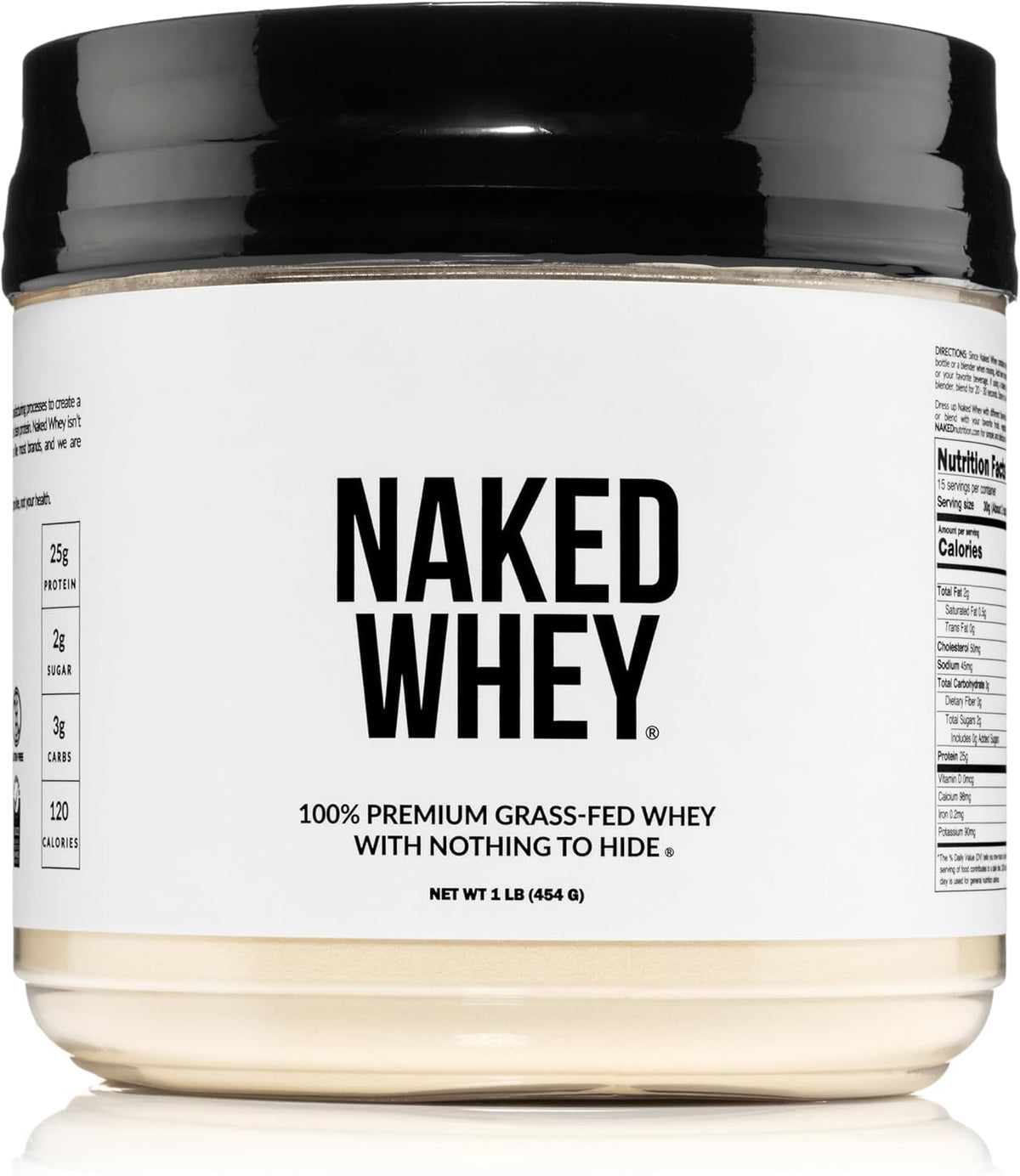 NAKED Whey 2LB 100% Grass Fed Whey Protein Powder - Only 1 Ingredient, Unflavored Whey Protein, NSF Certified, Undenatured, Gluten Free, Soy Free, No GMOs, No Preservatives