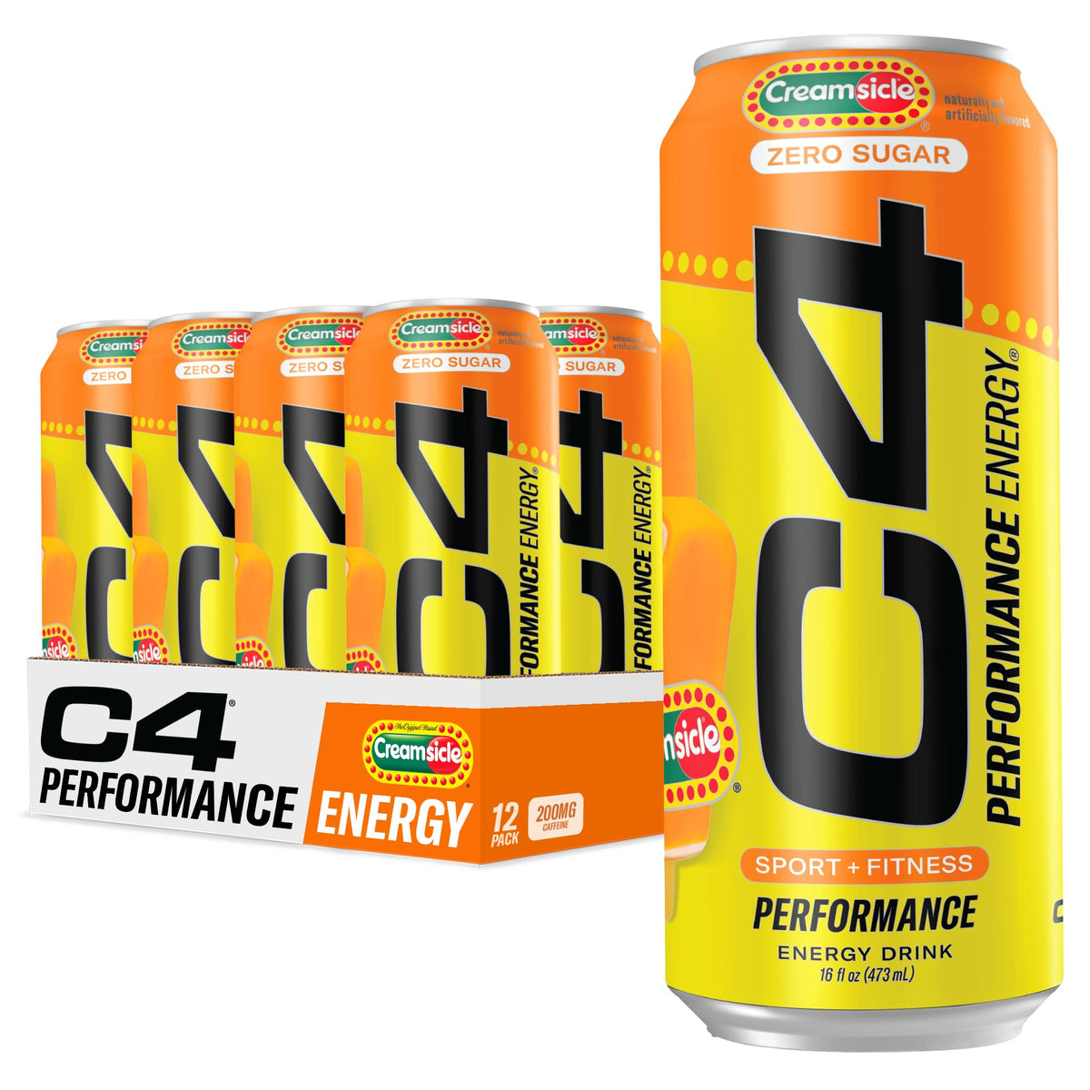C4 Performance Energy Drink | Strawberry Blast | Zero Sugar Carbonated Preworkout Energy | 200mg Caffeine with Beta Alanine | 16 Fl Oz (24 Pack)