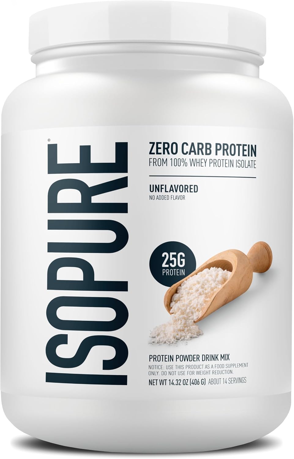 Isopure Zero Carb Whey Isolate Protein Powder, Unflavored 1 LB