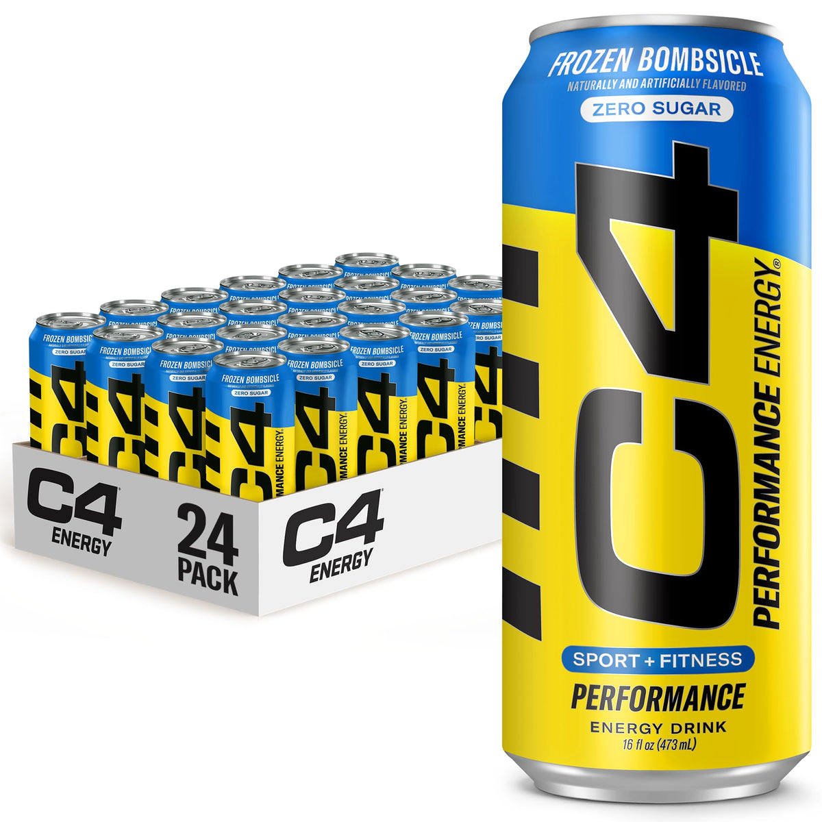 C4 Performance Energy Drink | Strawberry Blast | Zero Sugar Carbonated Preworkout Energy | 200mg Caffeine with Beta Alanine | 16 Fl Oz (24 Pack)