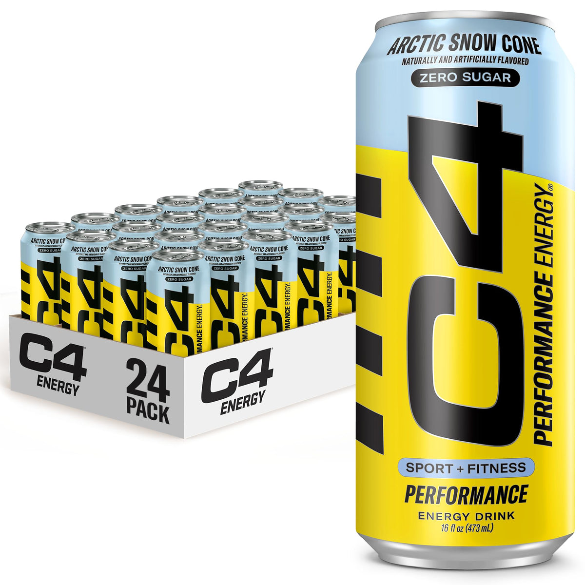 C4 Performance Energy Drink | Strawberry Blast | Zero Sugar Carbonated Preworkout Energy | 200mg Caffeine with Beta Alanine | 16 Fl Oz (24 Pack)