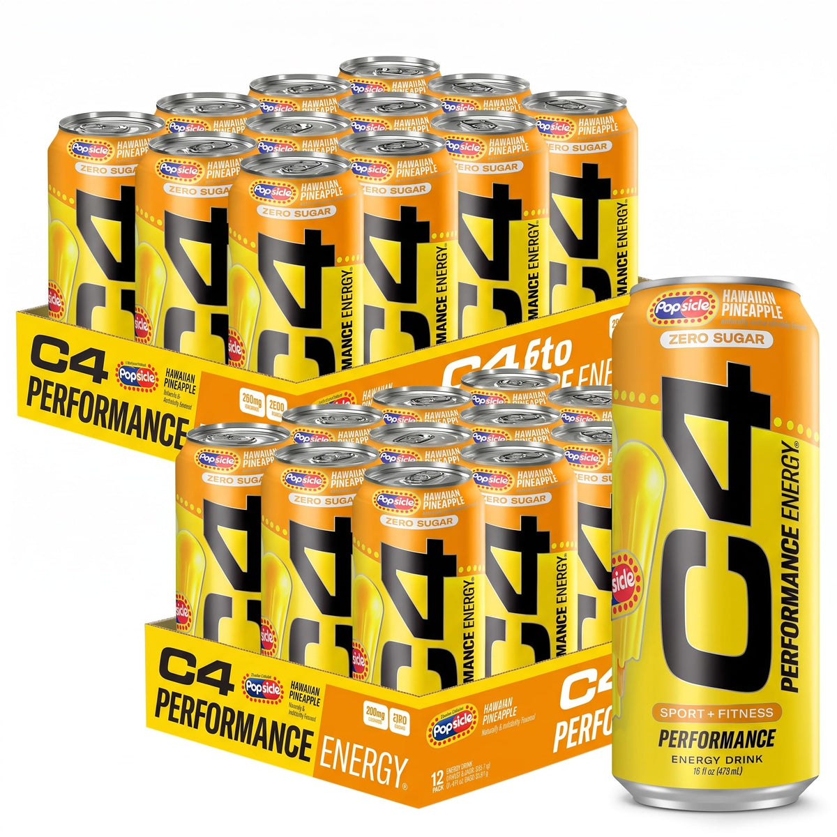C4 Performance Energy Drink | Strawberry Blast | Zero Sugar Carbonated Preworkout Energy | 200mg Caffeine with Beta Alanine | 16 Fl Oz (24 Pack)