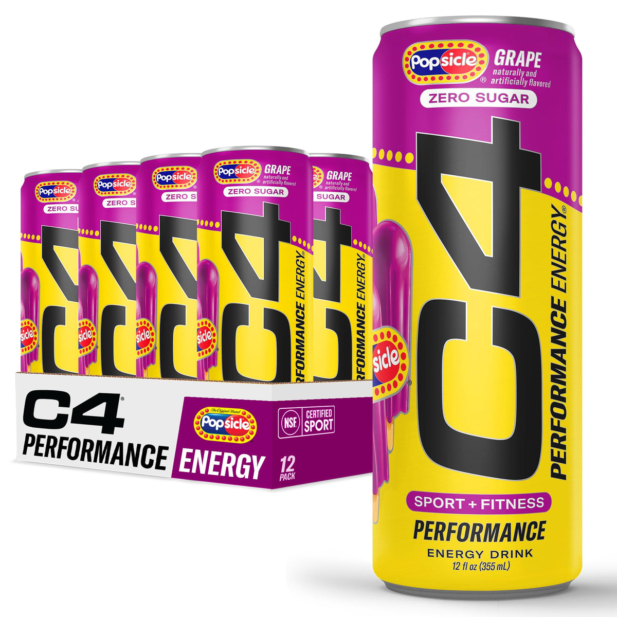 C4 Performance Energy Drink | Strawberry Blast | Zero Sugar Carbonated Preworkout Energy | 200mg Caffeine with Beta Alanine | 16 Fl Oz (24 Pack)