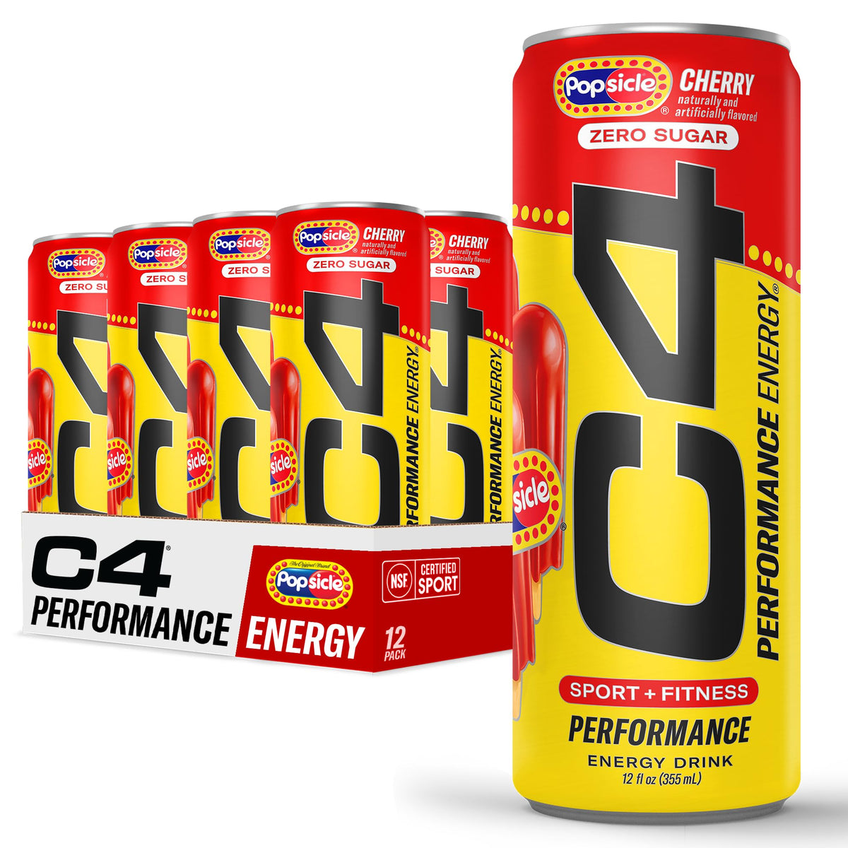 C4 Performance Energy Drink | Strawberry Blast | Zero Sugar Carbonated Preworkout Energy | 200mg Caffeine with Beta Alanine | 16 Fl Oz (24 Pack)