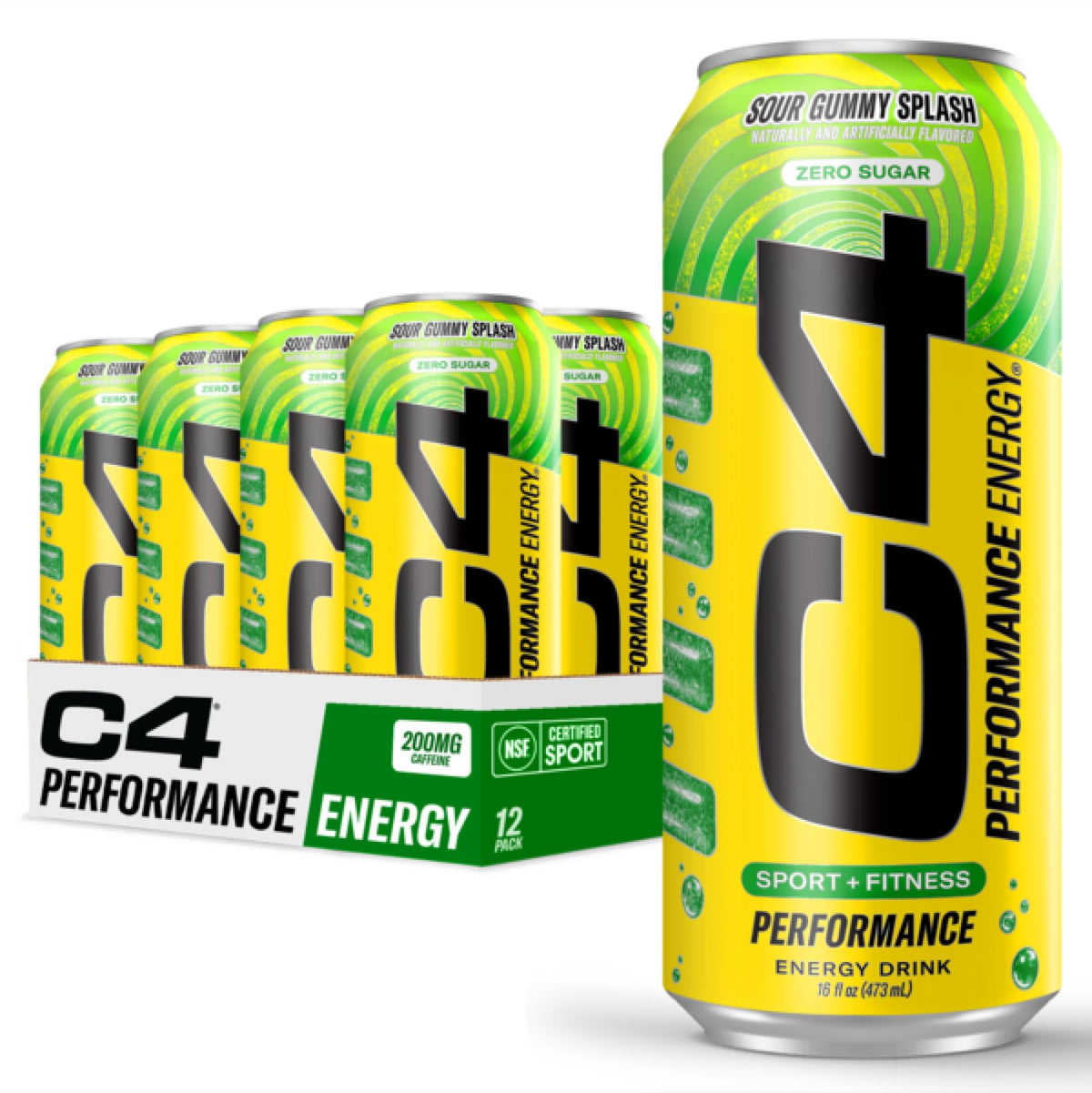 C4 Performance Energy Drink | Strawberry Blast | Zero Sugar Carbonated Preworkout Energy | 200mg Caffeine with Beta Alanine | 16 Fl Oz (24 Pack)