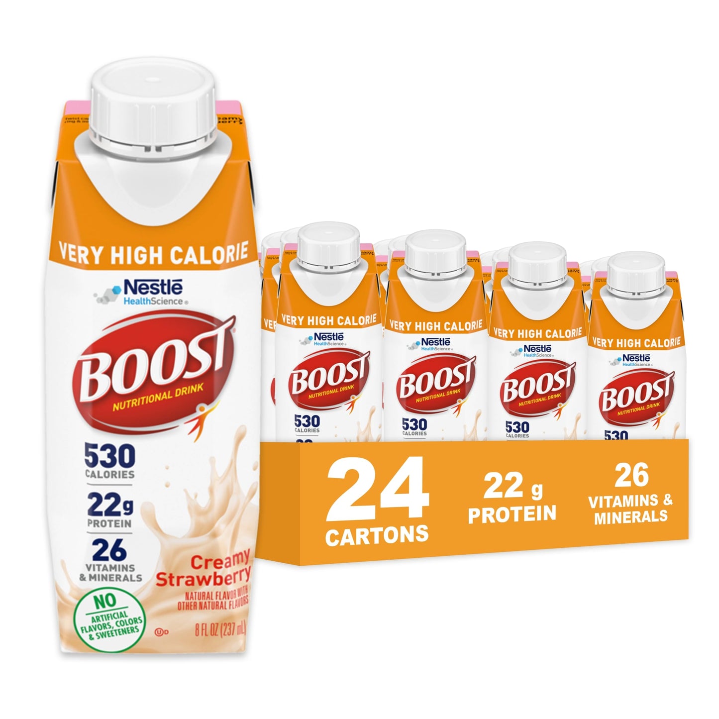 BOOST Very High Calorie Nutritional Drink – Helps Weight Gain & Maintenance - 530 Calories - 26 Vitamins & Minerals - 22 g Protein - Calorie-Dense Nutritional Drink - Chocolate - 8 fl oz (Pack of 24)