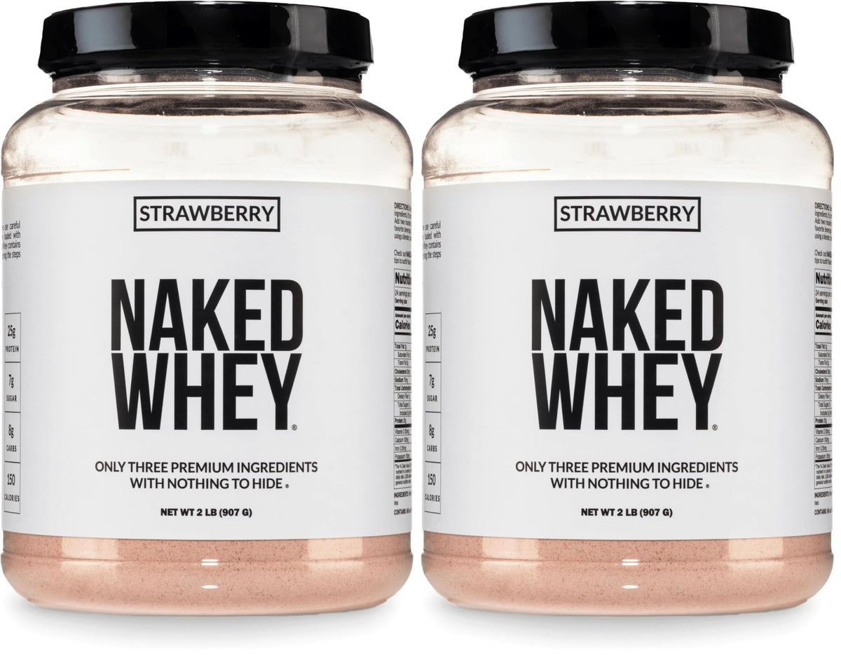 NAKED Whey 2LB 100% Grass Fed Whey Protein Powder - Only 1 Ingredient, Unflavored Whey Protein, NSF Certified, Undenatured, Gluten Free, Soy Free, No GMOs, No Preservatives