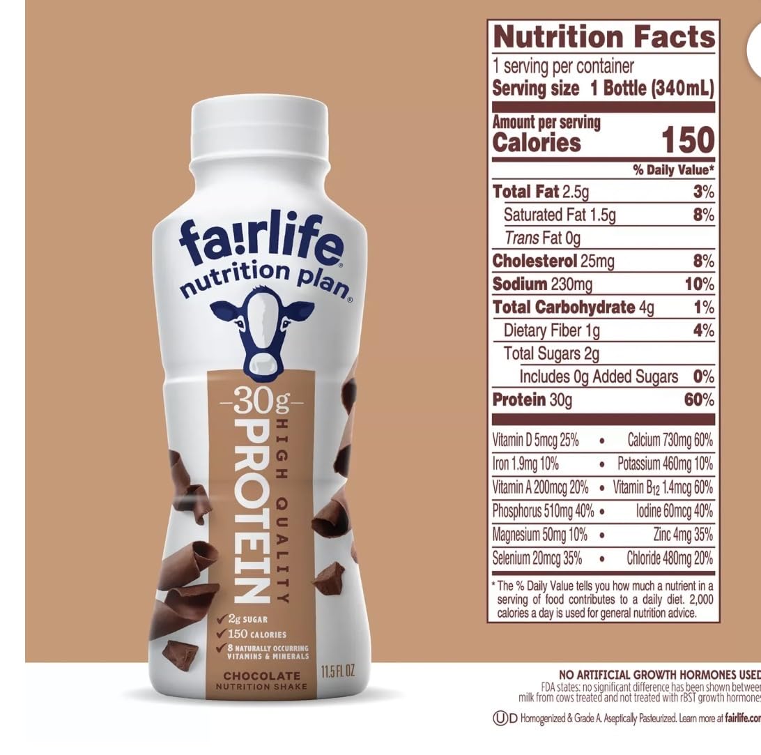 Baxter Expresss Fa!rlife Chocolate Nutrition Plan 30 g Protein Shakes - 12 pack, Lactose-Free 11.5 fl., oz. Bottles