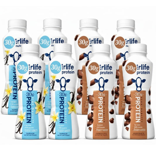 High Protein Nutritiion Shake Variety Pack – 4 Chocolate & 4 Vanilla, 8 Count (11.5 fl oz) – 30g Protein Per Bottle, Ready to Drink, Protein Shake, 8 Pack