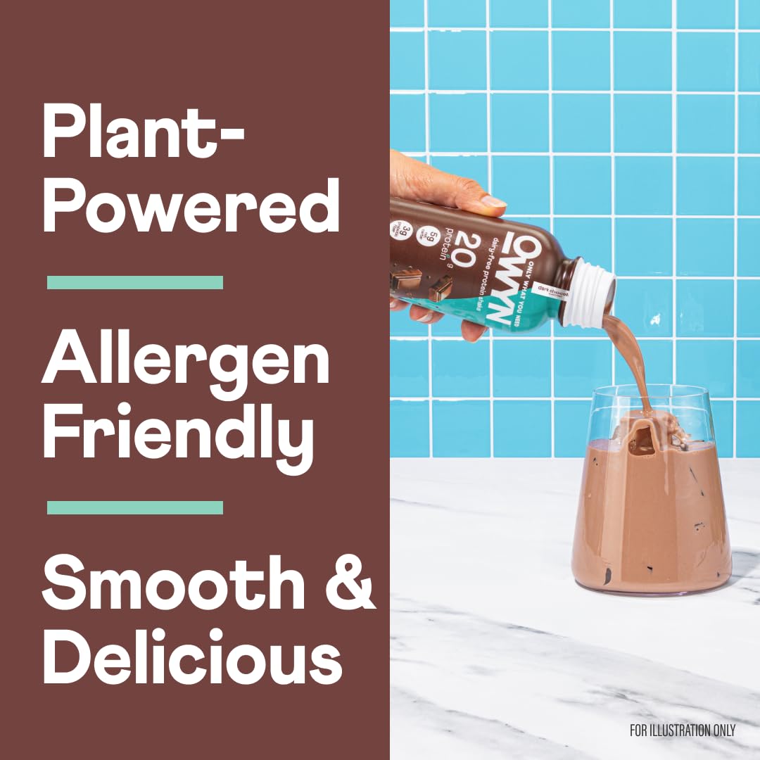 OWYN Only What You Need Dark Chocolate Flavored Protein Shake, 20g Protein, 4g Sugar, 3g Fiber, Dairy Free, Plant Based Protein Drink 12 Count