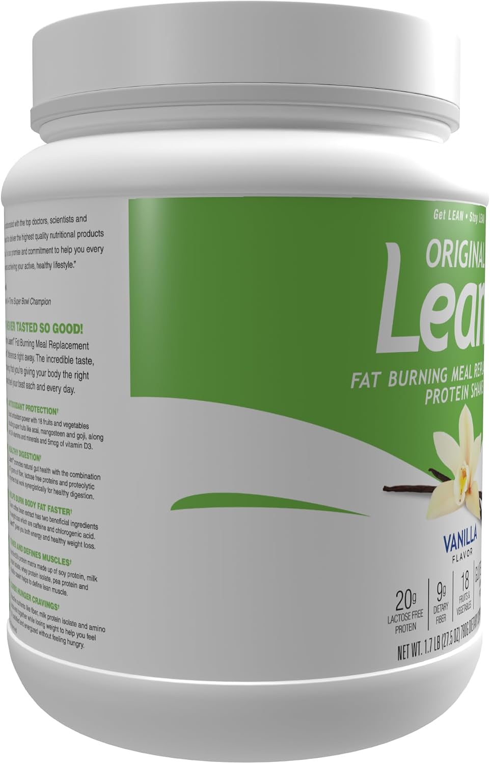 Lean1 Vanilla, Meal Replacement Protein Shake, 15 Serving Tub
