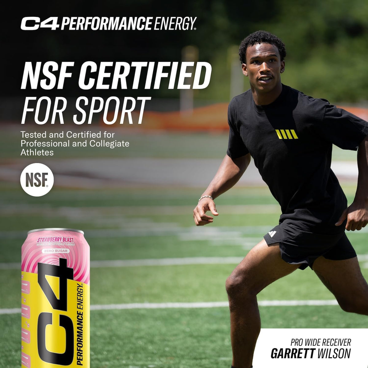 C4 Performance Energy Drink | Strawberry Blast | Zero Sugar Carbonated Preworkout Energy | 200mg Caffeine with Beta Alanine | 16 Fl Oz (24 Pack)