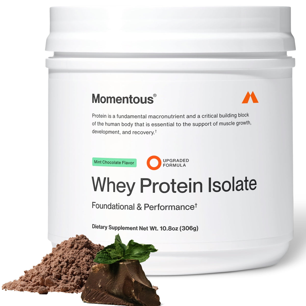 Momentous Grass-Fed Whey Protein Isolate Powder, 20g, Vanilla