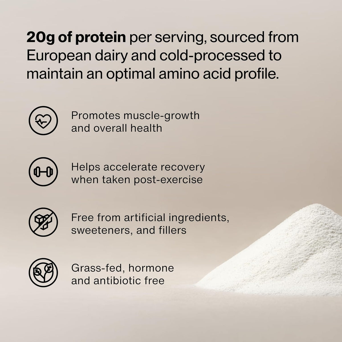 Momentous Grass-Fed Whey Protein Isolate Powder, 20g, Vanilla