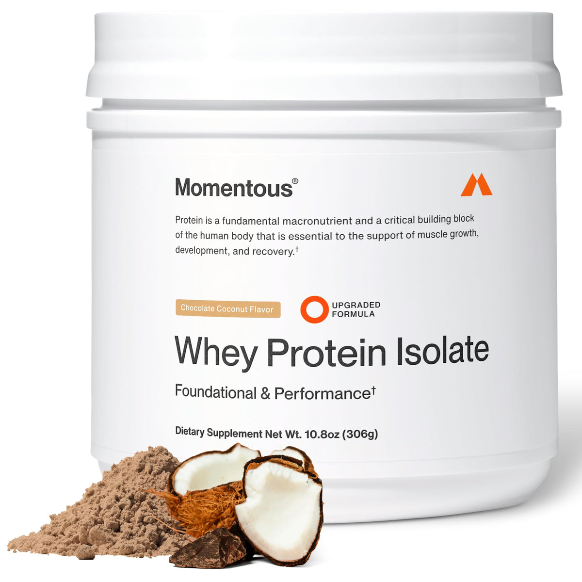 Momentous Grass-Fed Whey Protein Isolate Powder, 20g, Vanilla