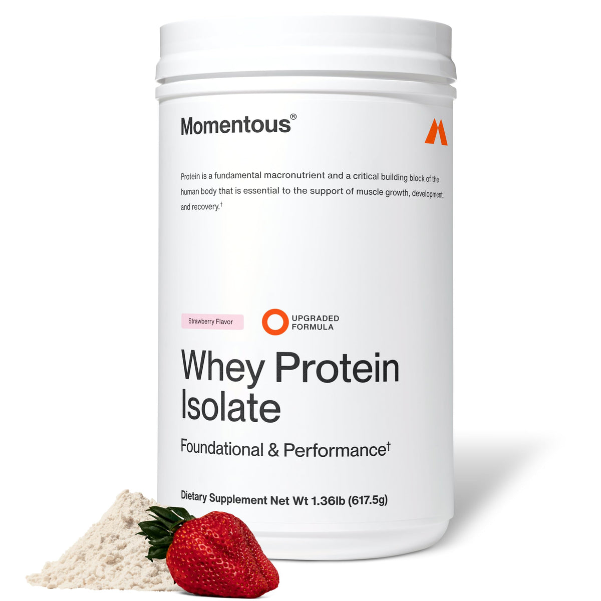 Momentous Grass-Fed Whey Protein Isolate Powder, 20g, Vanilla