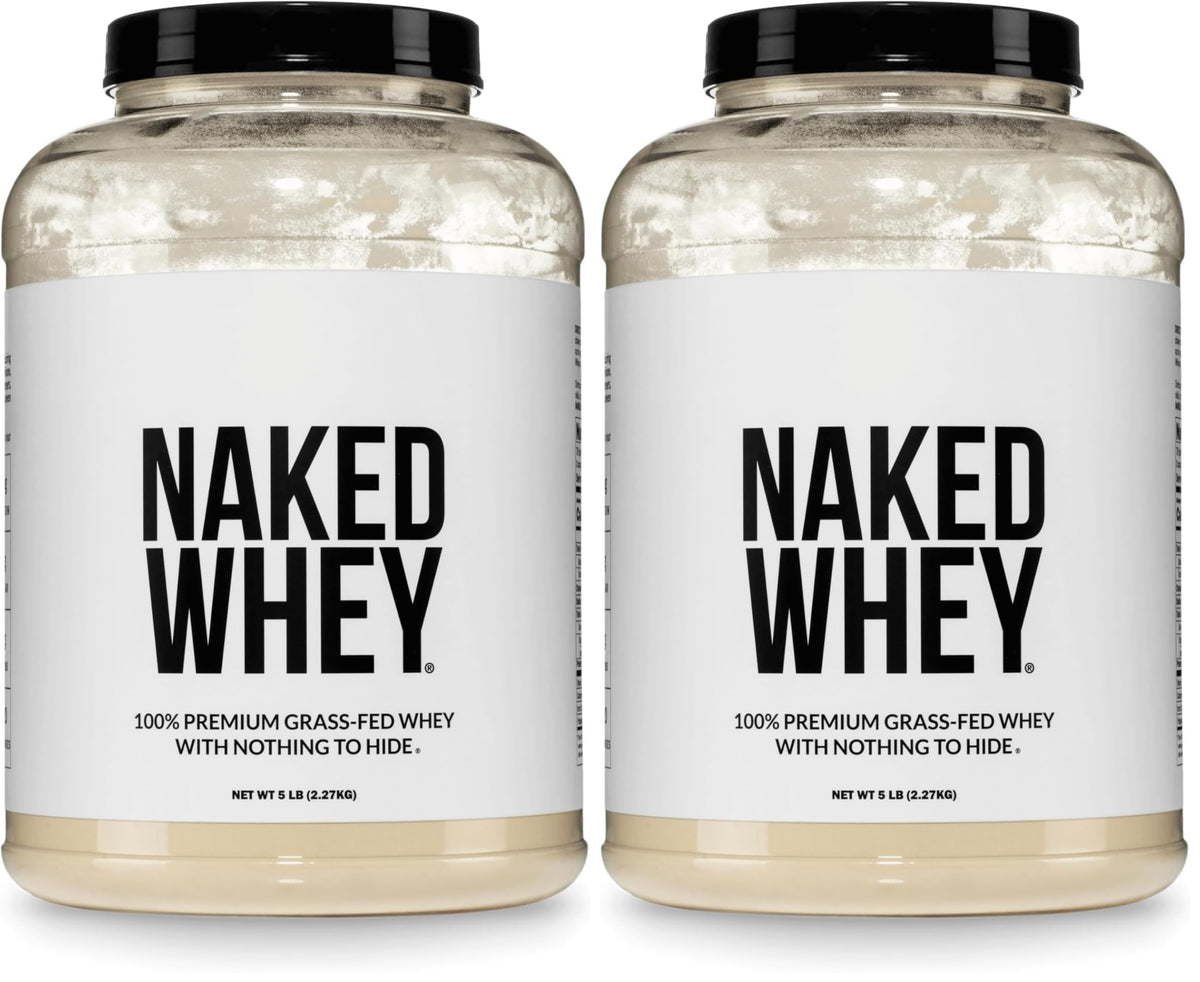 NAKED Whey 2LB 100% Grass Fed Whey Protein Powder - Only 1 Ingredient, Unflavored Whey Protein, NSF Certified, Undenatured, Gluten Free, Soy Free, No GMOs, No Preservatives