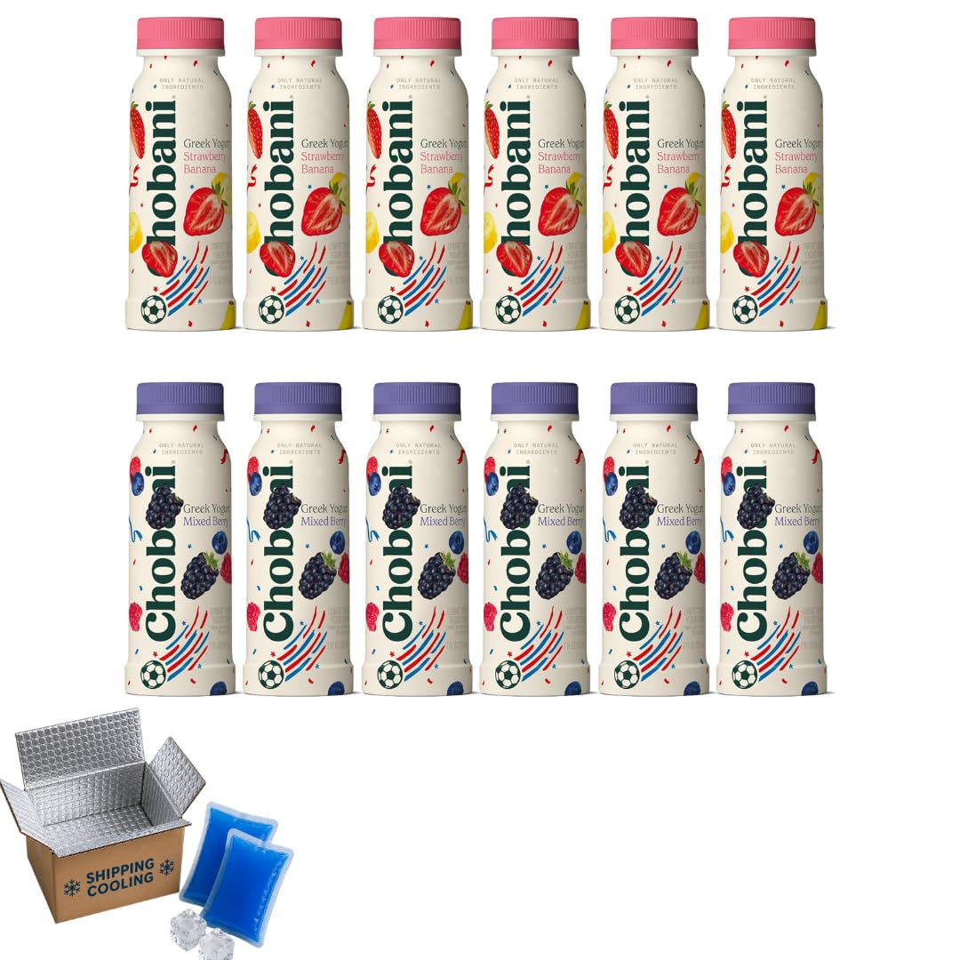 Greek Yogurt Protein Drink, Low Fat, 20g Protein per Bottle, Variety Pack, Strawberry Cream and Mixed Berry Vanilla Flavors 10 fl oz, 8 Count