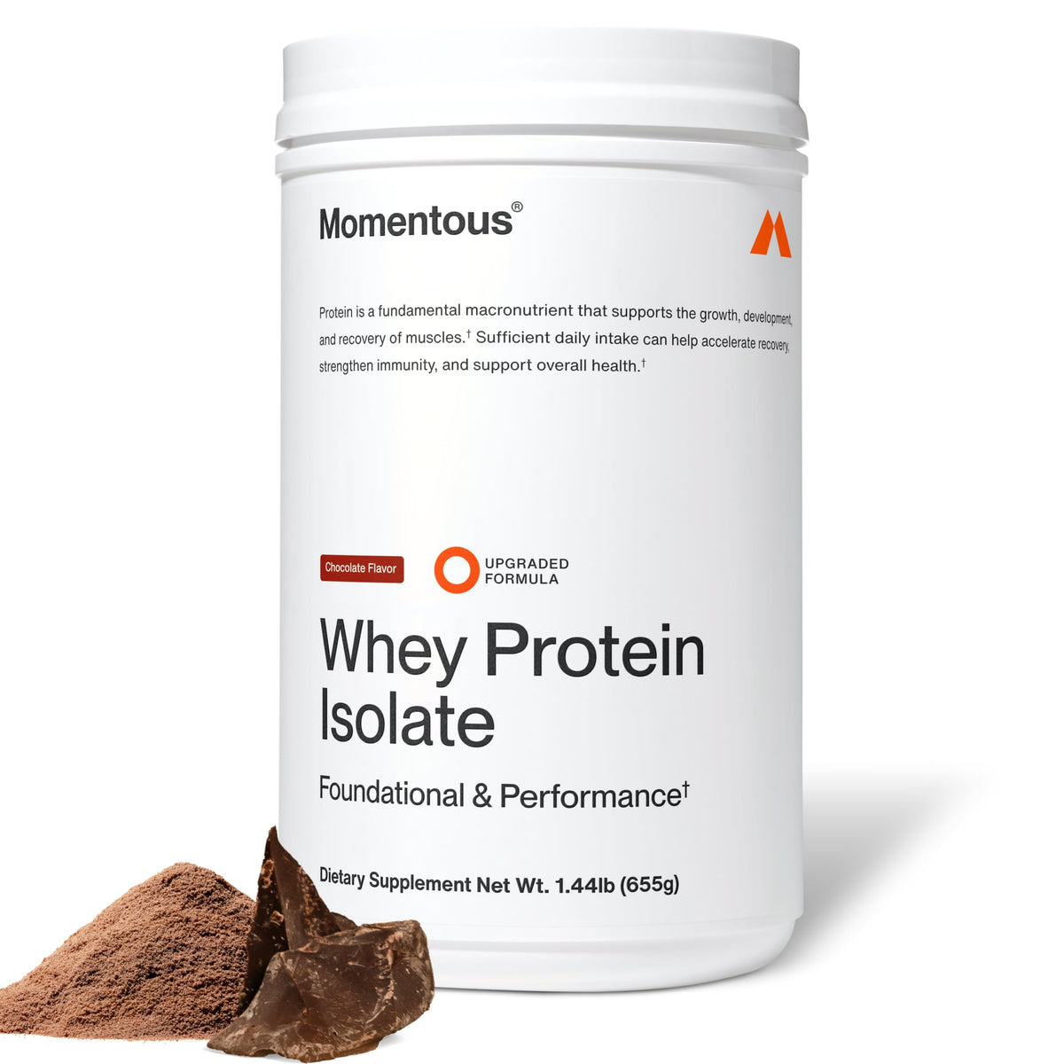 Momentous Grass-Fed Whey Protein Isolate Powder, 20g, Vanilla