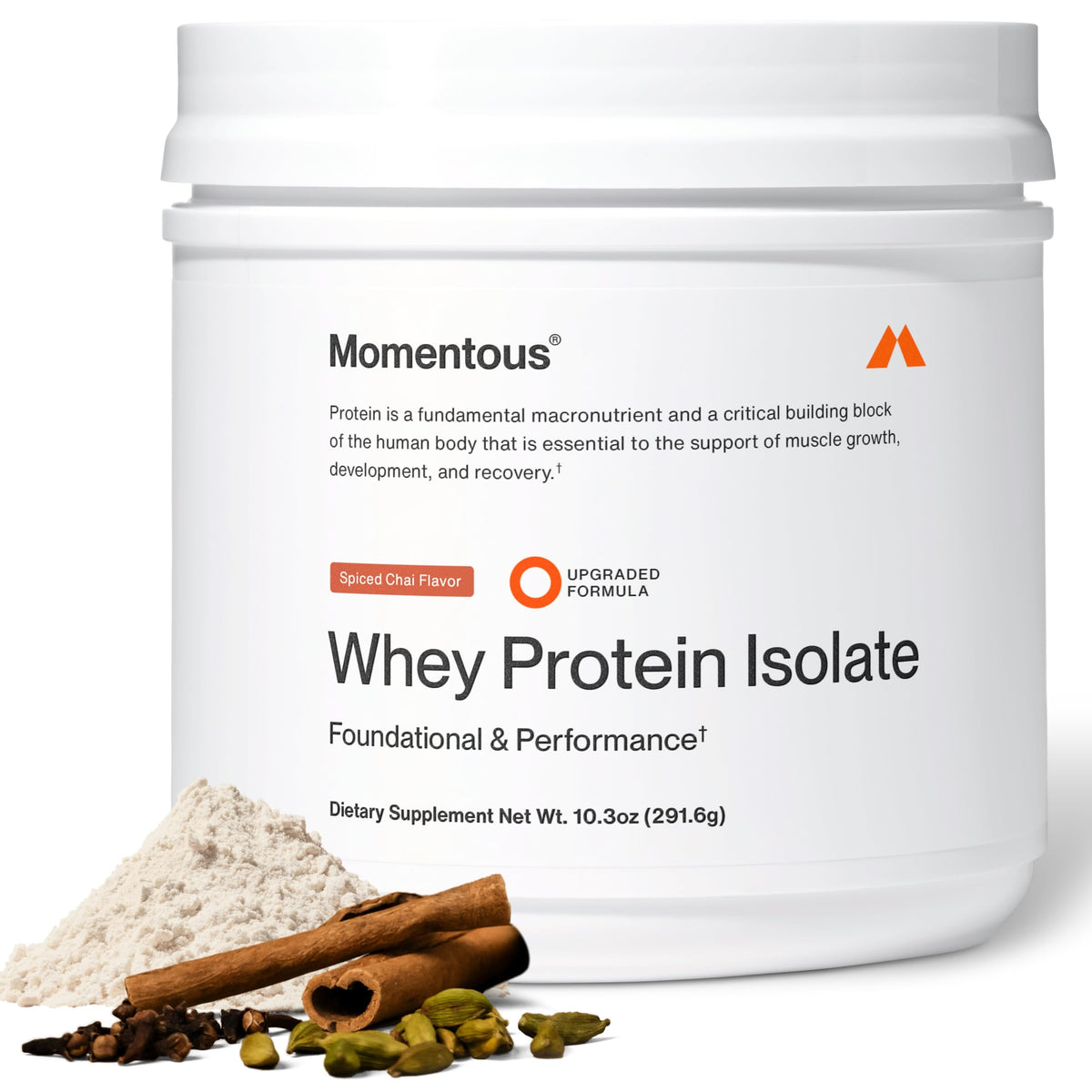 Momentous Grass-Fed Whey Protein Isolate Powder, 20g, Vanilla