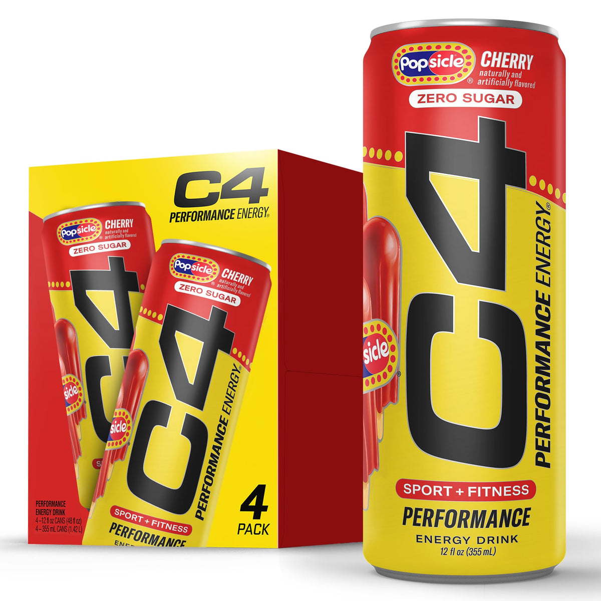 C4 Performance Energy Drink | Strawberry Blast | Zero Sugar Carbonated Preworkout Energy | 200mg Caffeine with Beta Alanine | 16 Fl Oz (24 Pack)
