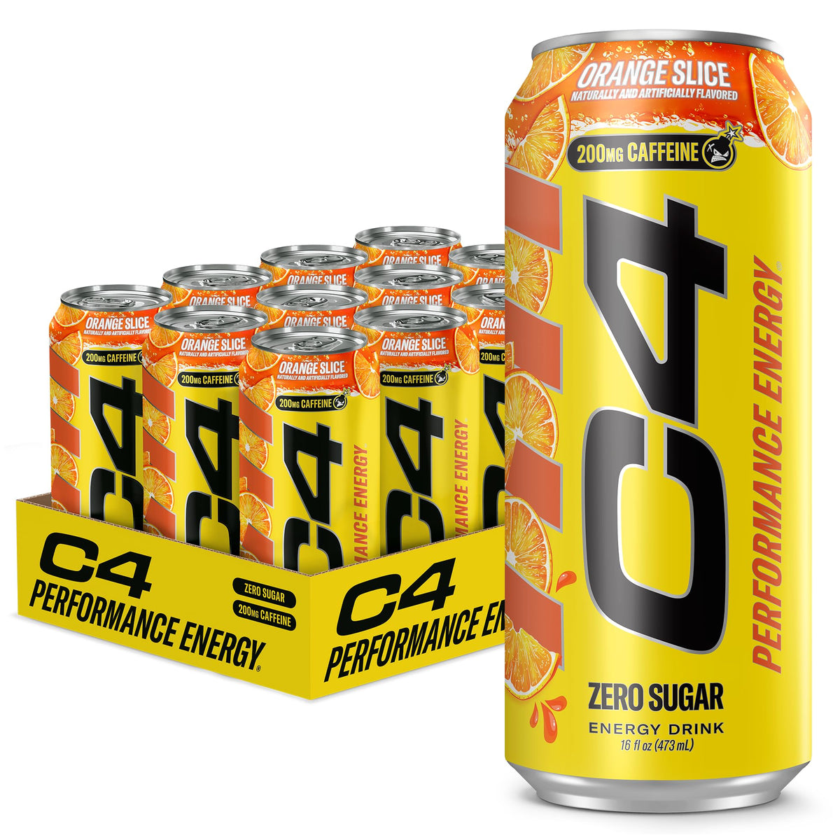 C4 Performance Energy Drink | Strawberry Blast | Zero Sugar Carbonated Preworkout Energy | 200mg Caffeine with Beta Alanine | 16 Fl Oz (24 Pack)