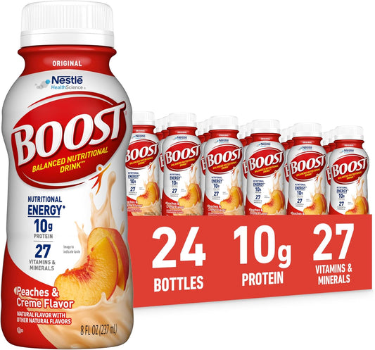 BOOST Original Ready to Drink Nutritional Drinks, Peaches & Creme, 8 Fl Oz (Pack of 24)