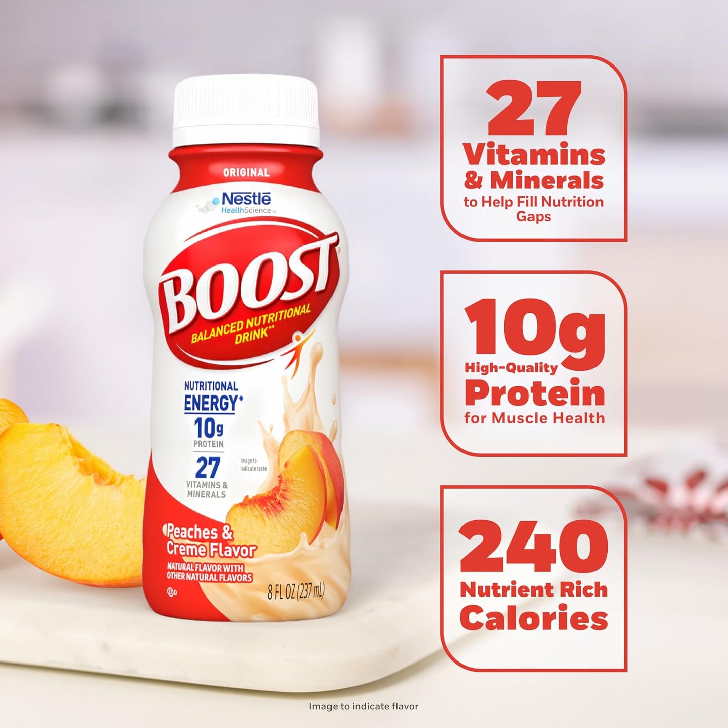 BOOST Original Ready to Drink Nutritional Drinks, Peaches & Creme, 8 Fl Oz (Pack of 24)