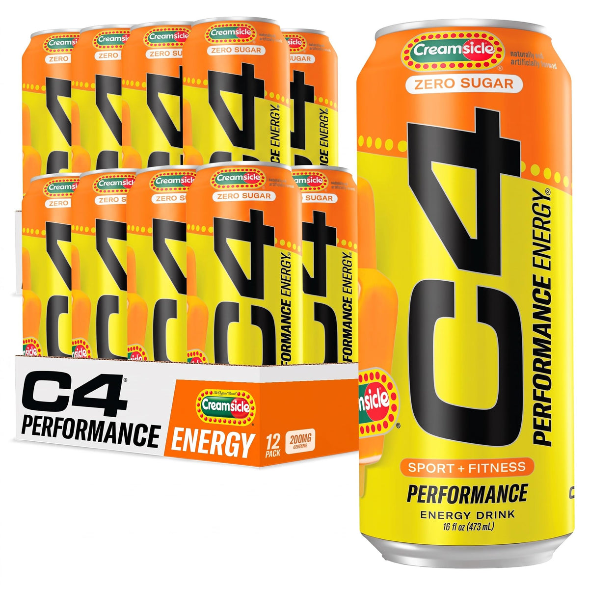 C4 Performance Energy Drink | Strawberry Blast | Zero Sugar Carbonated Preworkout Energy | 200mg Caffeine with Beta Alanine | 16 Fl Oz (24 Pack)