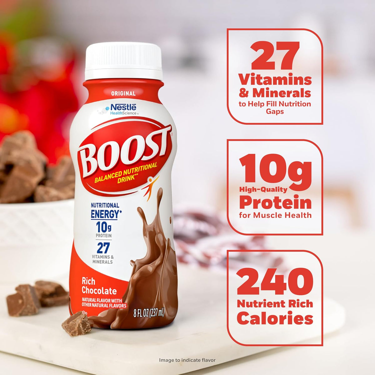 BOOST Original Nutritional Shake, Ready to Drink, Rich Chocolate, 24 Pack