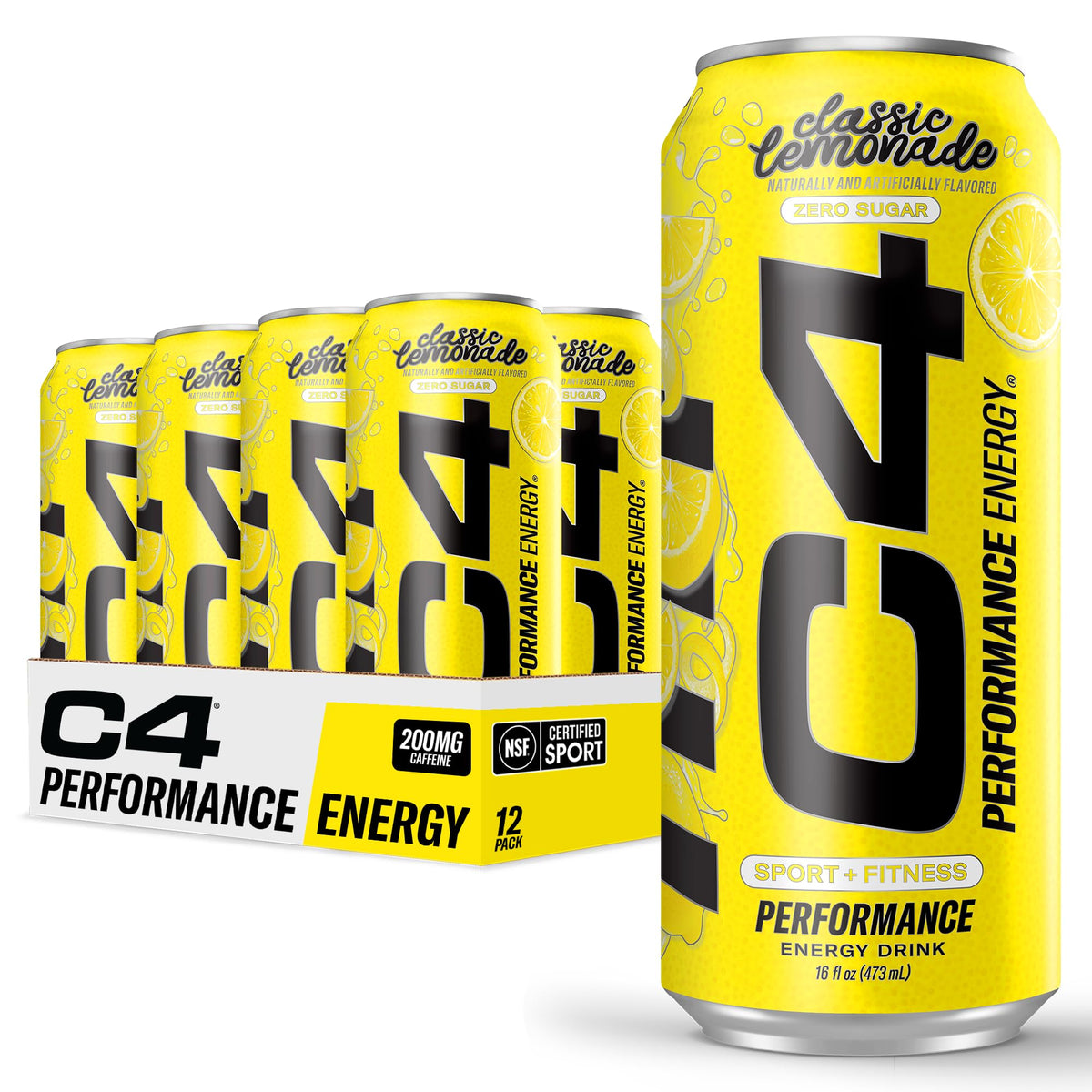 C4 Performance Energy Drink | Strawberry Blast | Zero Sugar Carbonated Preworkout Energy | 200mg Caffeine with Beta Alanine | 16 Fl Oz (24 Pack)