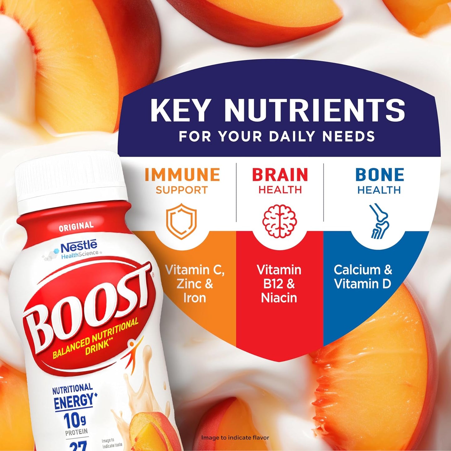 BOOST Original Ready to Drink Nutritional Drinks, Peaches & Creme, 8 Fl Oz (Pack of 24)