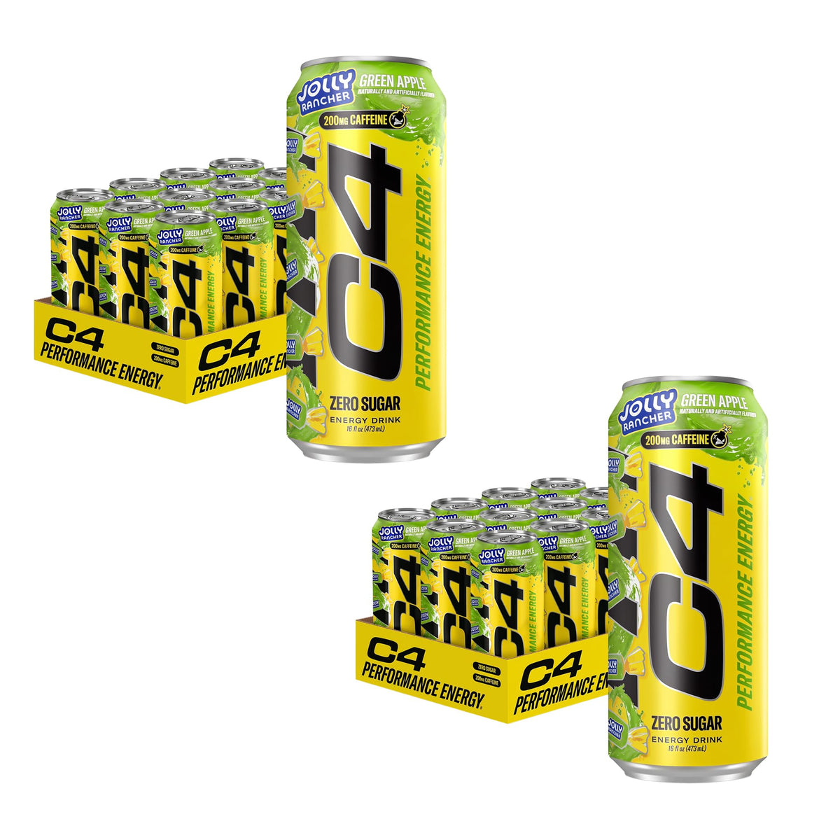 C4 Performance Energy Drink | Strawberry Blast | Zero Sugar Carbonated Preworkout Energy | 200mg Caffeine with Beta Alanine | 16 Fl Oz (24 Pack)