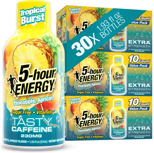 5-hour ENERGY TROPICAL BURST Flavor, 30 Count, Extra Strength Energy Shot